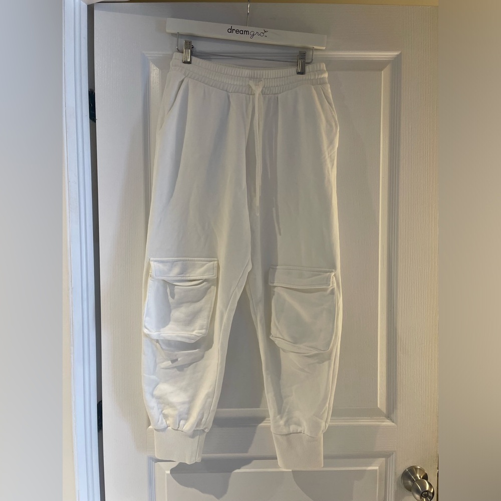 Zara Off-White Drawstring Cargo Joggers